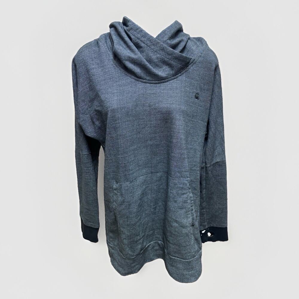 Nomis Womens XS Gray Cowl Neck Hoodie Y2K Long Sleeve Pullover Pocket